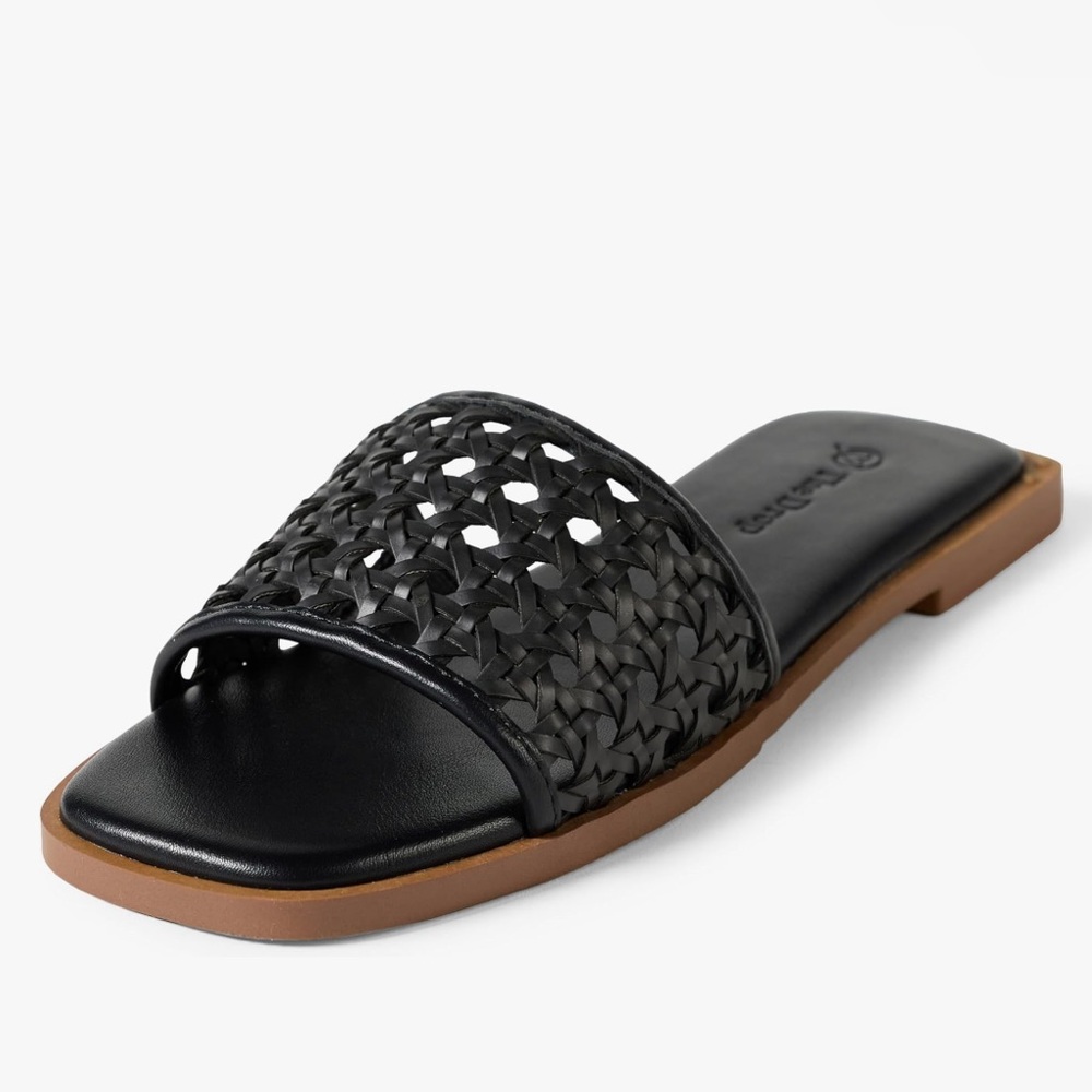 The Drop OSLO Black Woven Slide Sandals shoes slip Ons NWT size 10